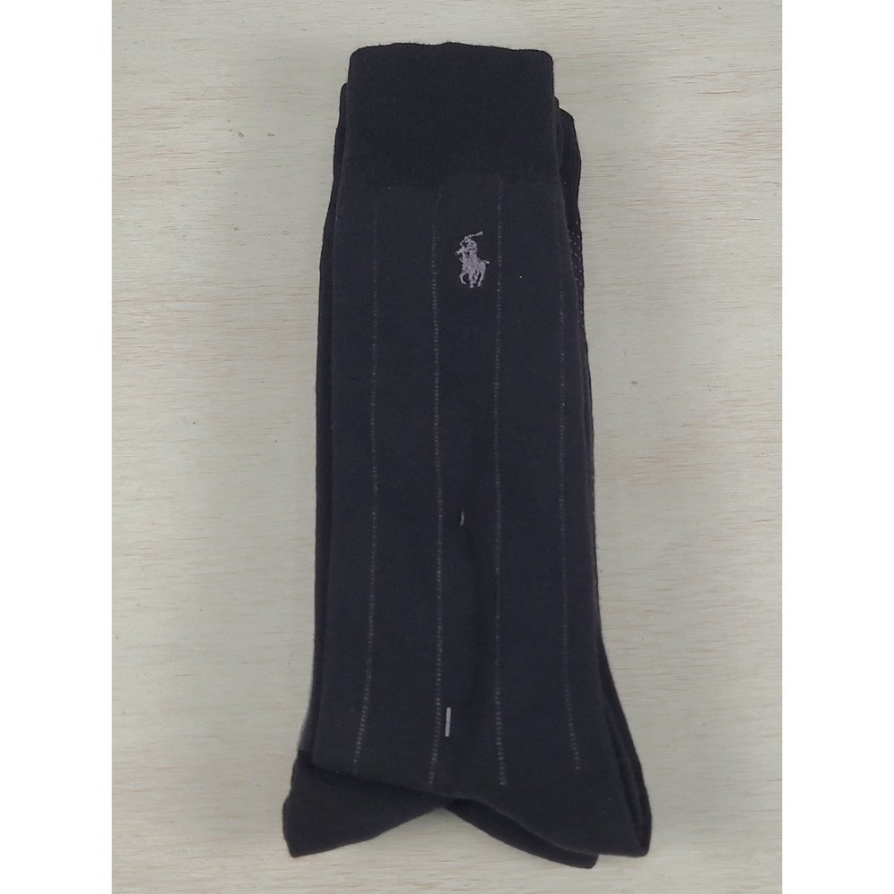 Polo Ralph Lauren Mens 3 Pair Dress Socks Black Gray Argyle Pinstripe Crew Logo